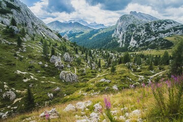 Poster - Beautiful landscape of famous range of mountains in Dolomites, Italy