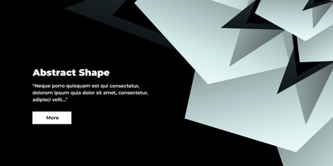 Poster - Abstract template for web banner with gray, white, black triangles on black background and space for text