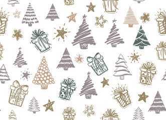 Wall Mural - christmas tree hand drawn illustrations. vector.
