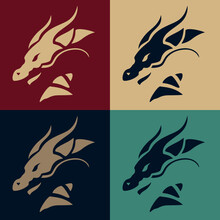 Vector Graphics. Dragon Emblems In Different Colors.