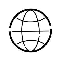 Wall Mural - internet planet doodle icon. hand drawn symbol. vector illustration.