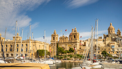 Wall Mural - ships buildings beautiful mediterranean sea malta island sand stones sun