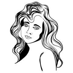 Wall Mural - Isolated sketch of a beautiful woman Vector illustration