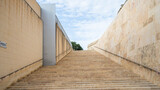 Fototapeta  - stairs valetta walk ships buildings beautiful mediterranean sea malta island sand stones sun cacti