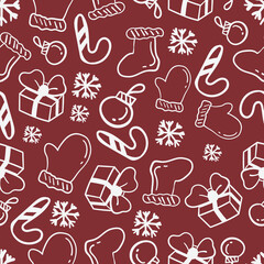 Wall Mural - Christmas stuff doodle cartoon pattern