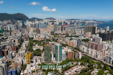 Sticker - Top view of Hong Kong city