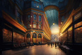 Fototapeta Londyn - AI generated image of the interior of Leadenhall Market in London in the evening