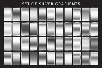 silver metallic gradients. premium silver swatches collection flat vector