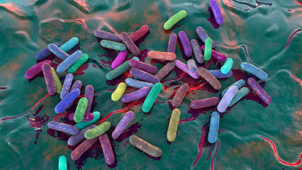 Sticker - Morganella morganii bacteria, 3D illustration