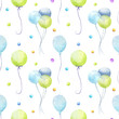 © NastiaVik - Birthday seamless pattern, holiday graphics, party background, watercolor colorful balloons and confetti illustration, carnival greeting graphics