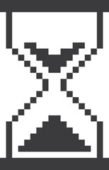 Poster - hourglass icon in retro pixel style. black cursor
