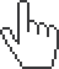 Poster - forefinger cursor in pixel style. pointing finger hand gesture
