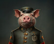 Military pig general , Ai generative illustration