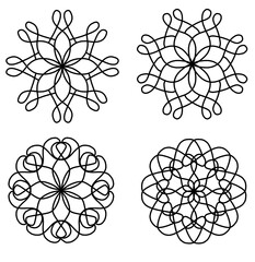 Wall Mural - decorative mandala flower pattern stars editable outline vector SVG line art