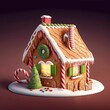 Christmas gingerbread house cake, shot in the studio.