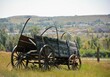 Scenic view of an old abandoned wooden cart found in the countryside