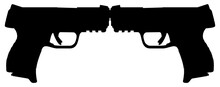 Silhouette Of Pistol Gun For Logo, Pictogram, Art Illustration, Website Or Graphic Design Element. Format PNG