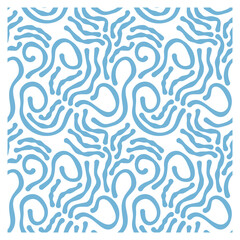 Wall Mural - Seamless pattern with blue linear waves. Repeating texture.