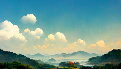 Summer mountain forest in south korea