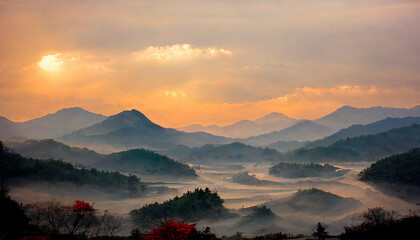 Summer mountain forest in south korea