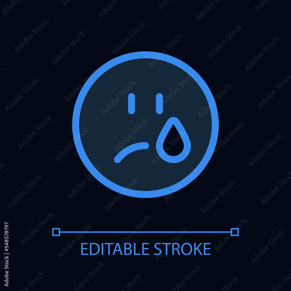 Crying emoji pixel perfect glassmorphism ui icon for dark theme ...