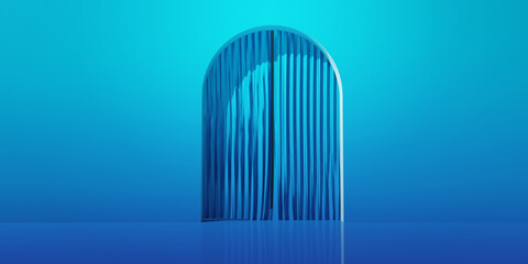 Poster - curtain with an arch - minimal design - 3d render