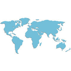  World map color modern. Silhouette map.