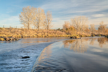 Wall Mural - dam on the South Platte River in northern Colorado below Denver, late fall scenery