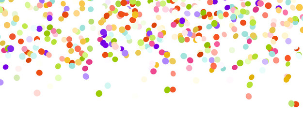 Multicolored paper confetti on transparent background.