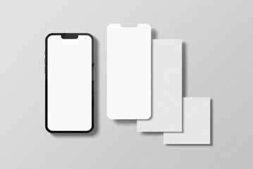 Aufkleber - Realistic Mobile Phone Mockup with Blank Social Media Posts Template. Can be used for business, marketing and advertising, 3d rendered