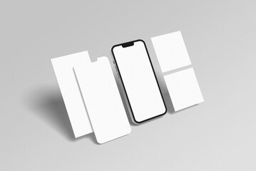 Aufkleber - Realistic Mobile Phone Mockup with Blank Social Media Posts Template. Can be used for business, marketing and advertising, 3d rendered