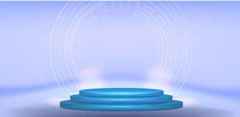 Poster - circle technology portal. vector illustration abstract blue light effect background. circle portals,