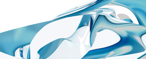 Poster - blue wave abstract background 3d rendering flat design style