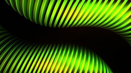 Poster - Silhouettes of black and green circular shapes on a black background. Design. Spinning rings with light reflections.