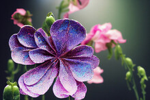 Fantasy Illustration Of Purple Sweet Pea Flowers