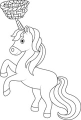 Poster - funny unicorn coloring page for kids