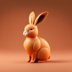 Wall Mural - Chinese New Years Easter Bunny Rabbit. Brown beige earth colors. 3d render character design.