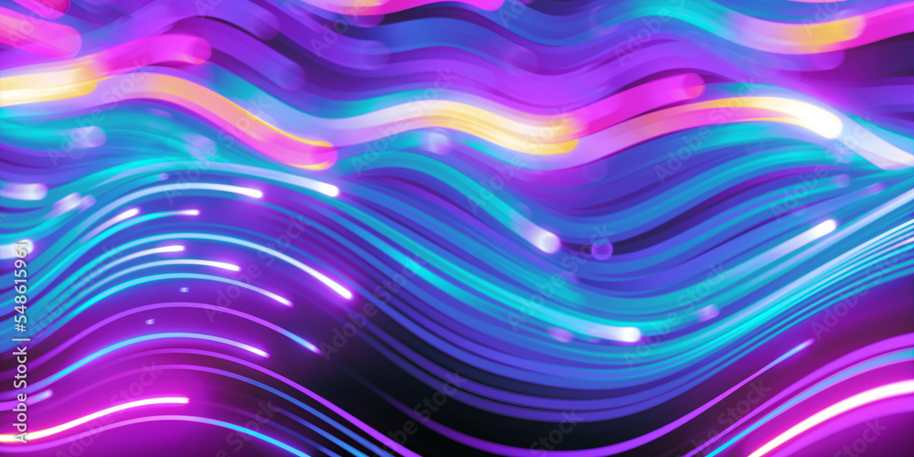 3d render, abstract pink blue neon background. Speed of light, motion ...