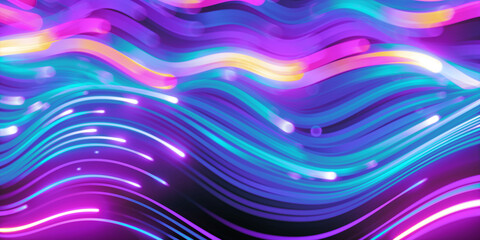 3d render, abstract pink blue neon background. Speed of light, motion blurry lines and bokeh lights. Digital wallpaper