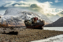 Corpach Ship Wreck With Ben Nevis Behind