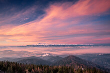 Colorful Sunrise Over The Tatra Mountains.