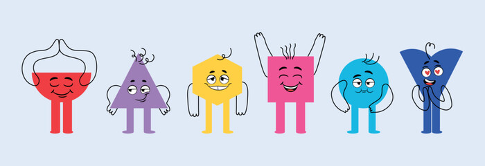 Wall Mural - emotions figures set. collection of stickers for social networks. positivity and optimism, emotions,
