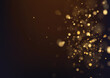 Gold glitter texture isolated with bokeh on background. Particles color Celebratory. Golden explosion of confetti Design. Vector illustration