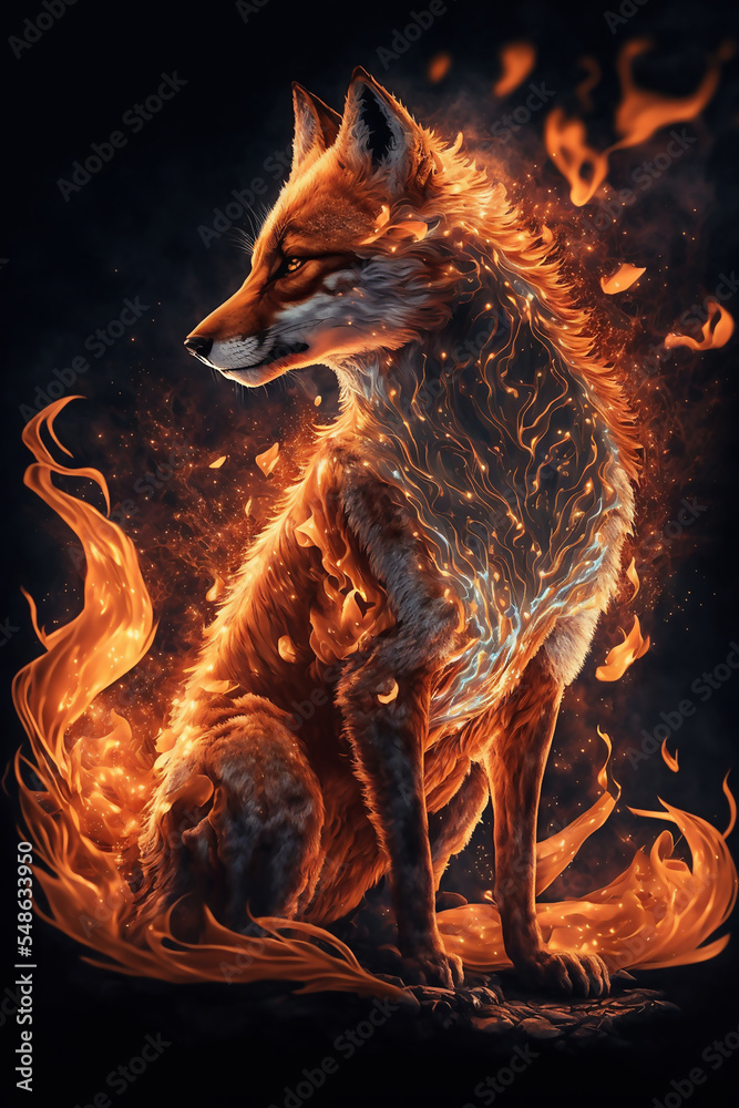 Fiery Fox, Fantasy Fox, Digital Illustration, Character Concept