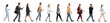 © New Africa - Collage with photos of people wearing stylish outfit walking on white background. Banner design