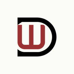 Poster - Simple and unique letter or word DW or WD font on line inside image graphic icon logo design abstract concept vector stock. Can be used as symbol related to initial or sport monogram