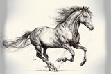 Fototapeta Konie - Hand Drawn Horse Outline Illustration