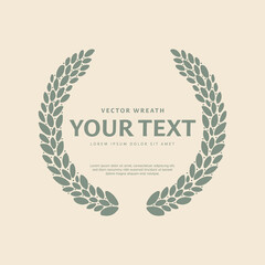 Poster - hand drawing vintage green leaf laurel wreath for text copy frame