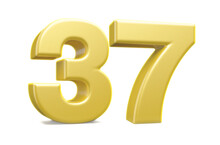 3d Numbers 37 Golden Render
