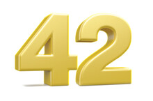 3d Numbers 42 Golden Render